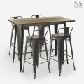 set  tisch 120x60 4 hocker mit rückenlehne vintage schwarz bar blackduck Aktion