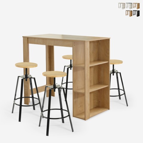 Set hoher Tisch 120x60cm und 4 drehbare verstellbare Hocker Redmond Aktion