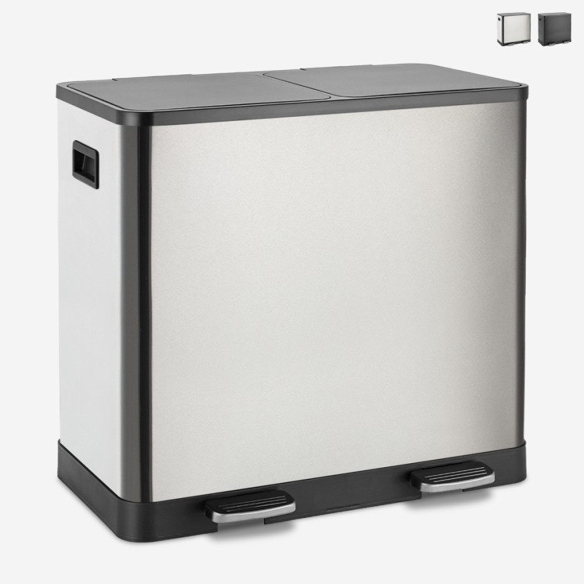 Mülleimer 2 Behälter 60 Liter Mülltrennsystem Treteimer Lindo XL Aktion