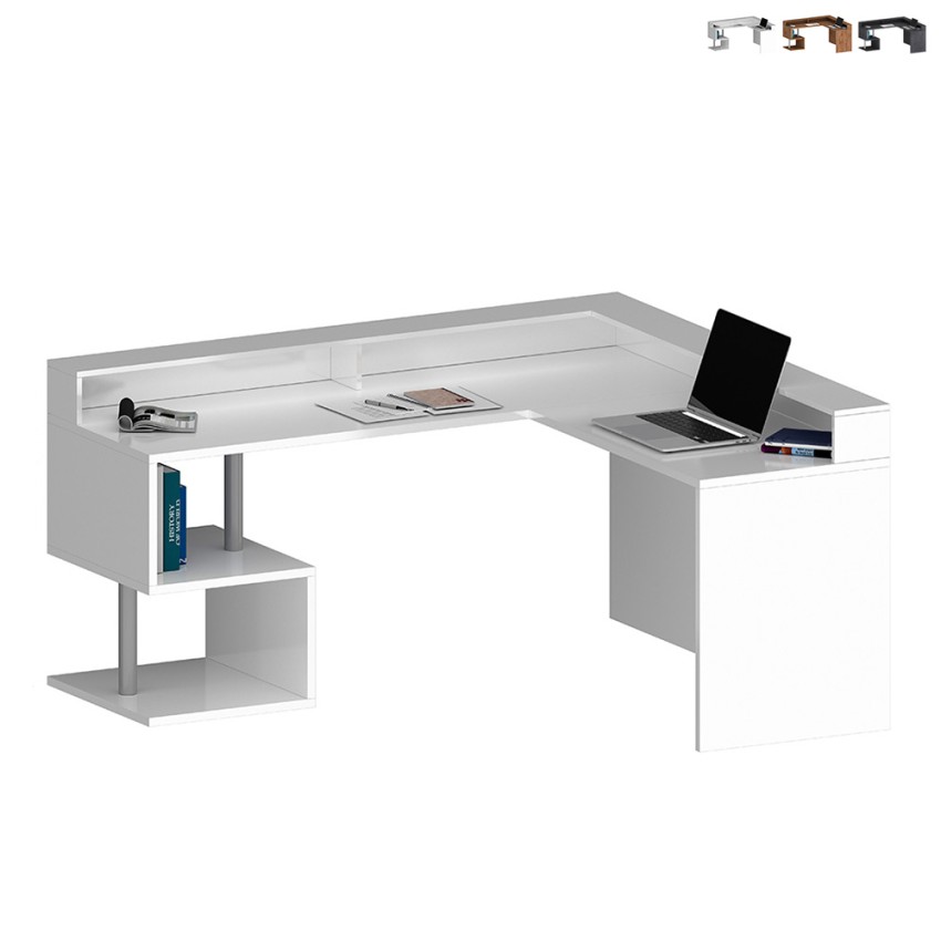 Moderne Eckschreibtisch für Zuhause und Büro mit Aufsatz Esse 2 A Plus Angebot