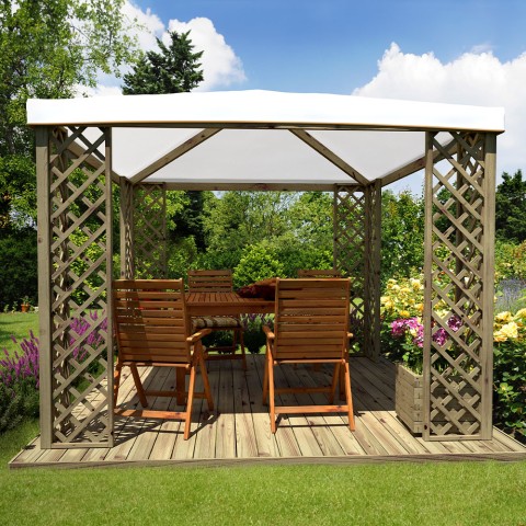 Holz-Gartenpavillon 3x3m weiß PVC-Plane UV-beständig Fox JT40 Pocket Aktion