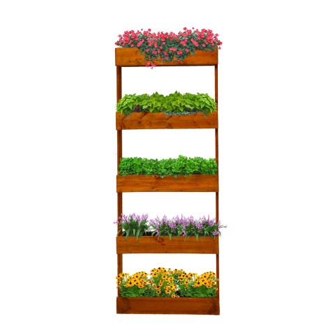 Ortolegno Vertikaler Pflanzkasten mit 5 Behältern für Balkon und Terrasse 71x16x164 Aktion