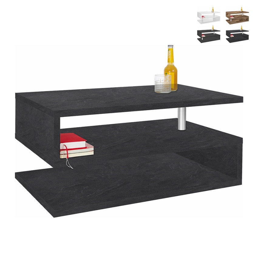 Moderner rechteckiger Couchtisch 90x55cm mit 2 Ablagen Zeta 90 Verkauf Moderner rechteckiger Couchtisch 90x55cm mit 2 Ablagen Zeta 90 Verkauf
