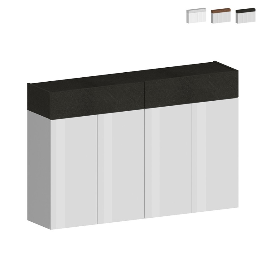 Moderne weiße Schuhschrank 4 Türen 8 Fächer Holz 152x34x100cm Darice Verkauf