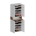Hanad Schuhschrank mit 4 Türen und 10 Einlegeböden 76x34x200cm Weiß 