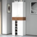 Hanad Schuhschrank mit 4 Türen und 10 Einlegeböden 76x34x200cm Weiß Katalog
