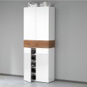 Hanad Schuhschrank mit 4 Türen und 10 Einlegeböden 76x34x200cm Weiß 