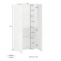 Moderne Büroschrank Wohnzimmer 2 Türen Weiß Hochglanz 70x35x140 Birse Lagerbestand