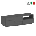 Moderner Wohnzimmer-TV-Schrank, 2 Türen, 1 Schublade, 150x44x46 cm, Modell Trevis Lagerbestand