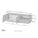 Moderner Wohnzimmer-TV-Schrank, 2 Türen, 1 Schublade, 150x44x46 cm, Modell Trevis 