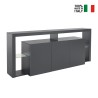 Sideboard 3 Türen 200x40x80cm modernes Bücherregal mit Glasböden Pibrac Rabatte