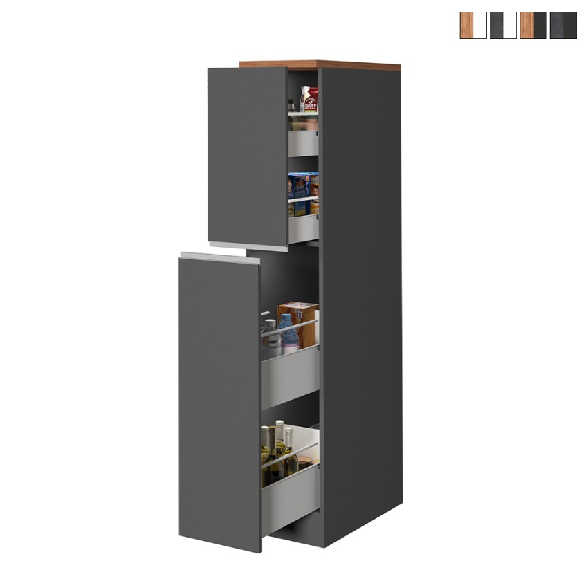 Apothekerschrank mit 2 Gewürzschubladen für moderne Küche 30x60x164,5 Trym Angebot