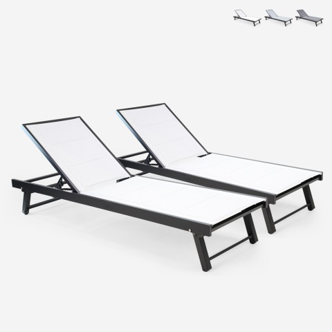 Bestand 2 moderne verstellbare Gartenliegen mit Rädern Rimini Aktion