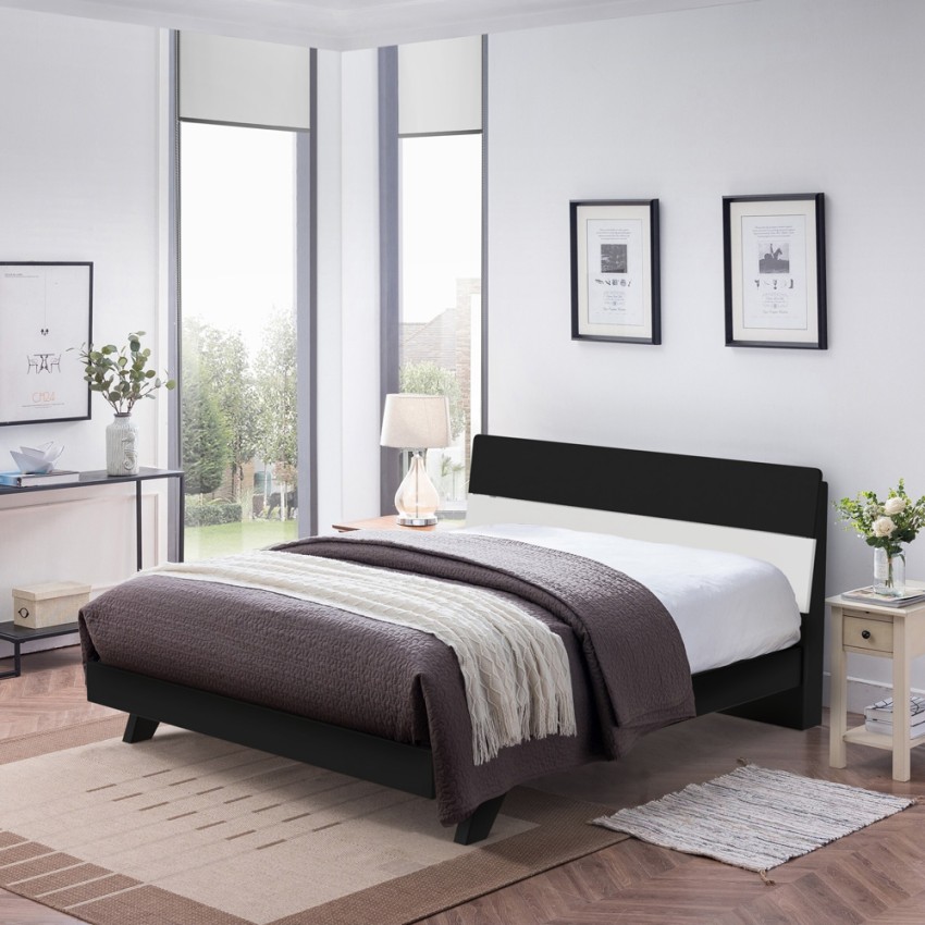 Modernes Holzdesign Doppelbett 160x190cm mit Kopfteil und Lattenrost Landeck Angebot