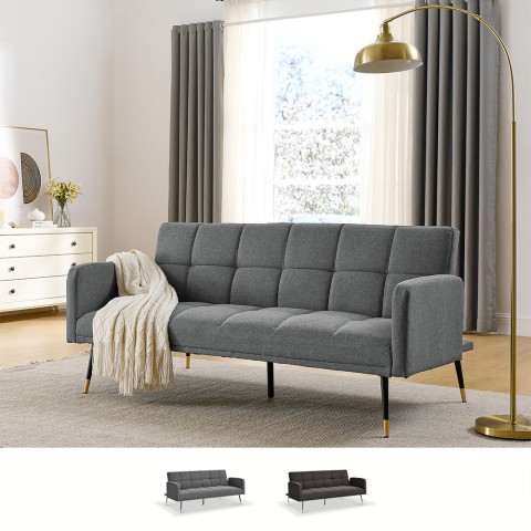 Stoff Schlafsofa 2-3 Sitzer Armlehnen schwarz gold Füße Mulier Aktion