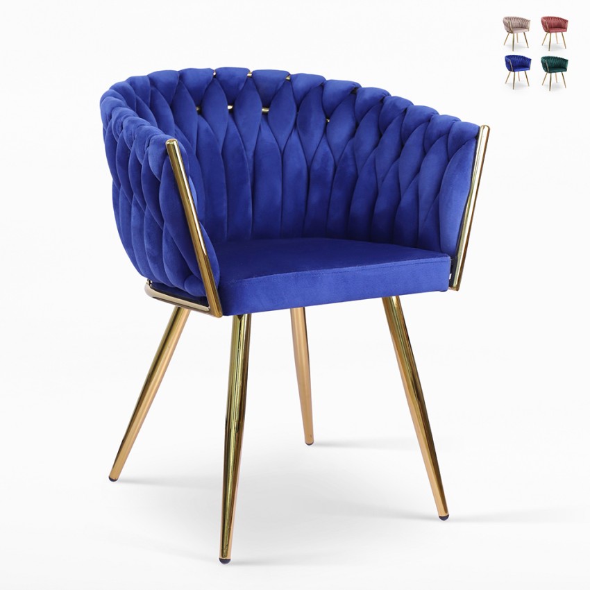 Design-Sessel aus Samt mit goldenen Beinen und Armlehnen Versailles Verkauf