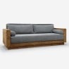 Sofa 3-Sitzer rustikales Holz 225x81x81cm Kissen Stoff Grau Morgan. Verkauf