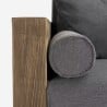 Sofa 3-Sitzer rustikales Holz 225x81x81cm Kissen Stoff Grau Morgan. Rabatte
