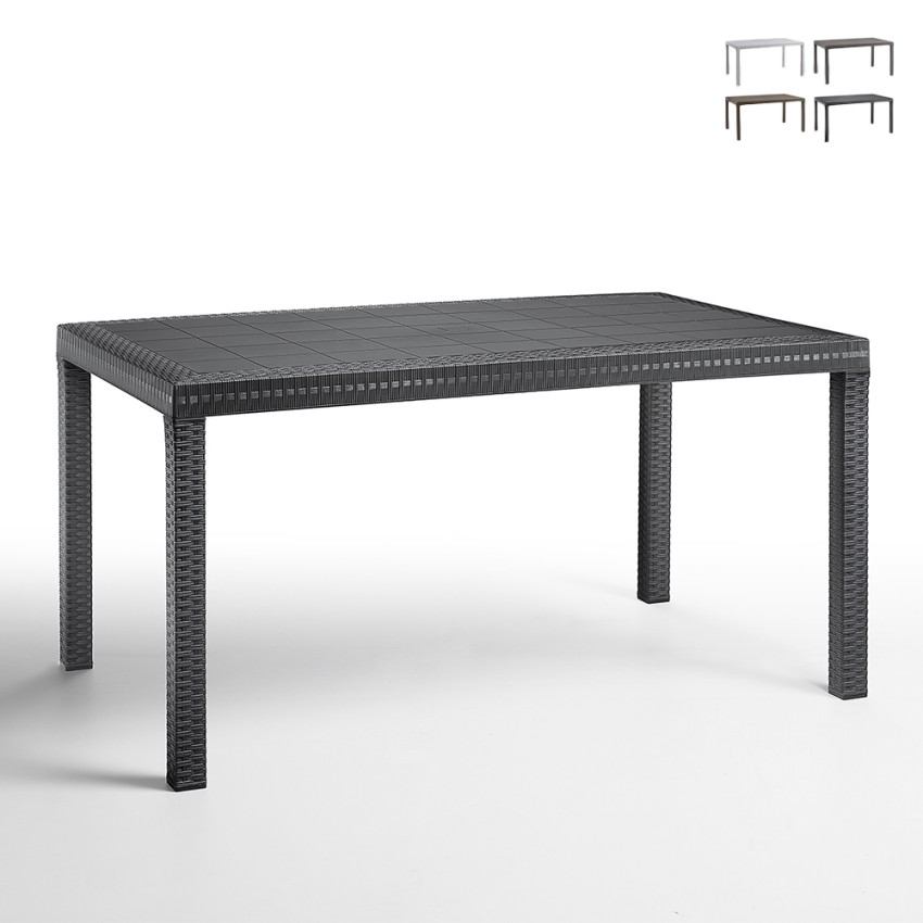 Gartentisch im Freien 150x90cm aus Rattan-Polypropylen Houston Angebot Gartentisch im Freien 150x90cm aus Rattan-Polypropylen Houston Angebot