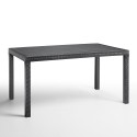 Gartentisch im Freien 150x90cm aus Rattan-Polypropylen Houston 