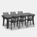 Garten Set ausziehbarer Tisch 160-220cm 6 Stühle schwarz Liri Dark Sales