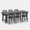 Garten Set ausziehbarer Tisch 160-220cm 6 Stühle schwarz Liri Dark Sales