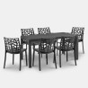 Gartenmöbelset Rattan-Tisch 150x90cm 6 Außenstühle Schwarz Meloria Dark Eigenschaften