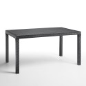 Gartenmöbelset Rattan-Tisch 150x90cm 6 Außenstühle Schwarz Meloria Dark 