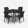 Gartenset 4 Stühle rechteckiger Außentisch 80x80cm Schwarz Provence Dark Sales