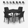 Gartenset 4 Stühle rechteckiger Außentisch 80x80cm Schwarz Provence Dark Angebot