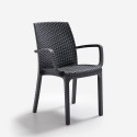 Gartenset 4 Stühle rechteckiger Außentisch 80x80cm Schwarz Provence Dark 