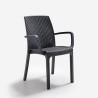 Gartenset 4 Stühle rechteckiger Außentisch 80x80cm Schwarz Provence Dark 