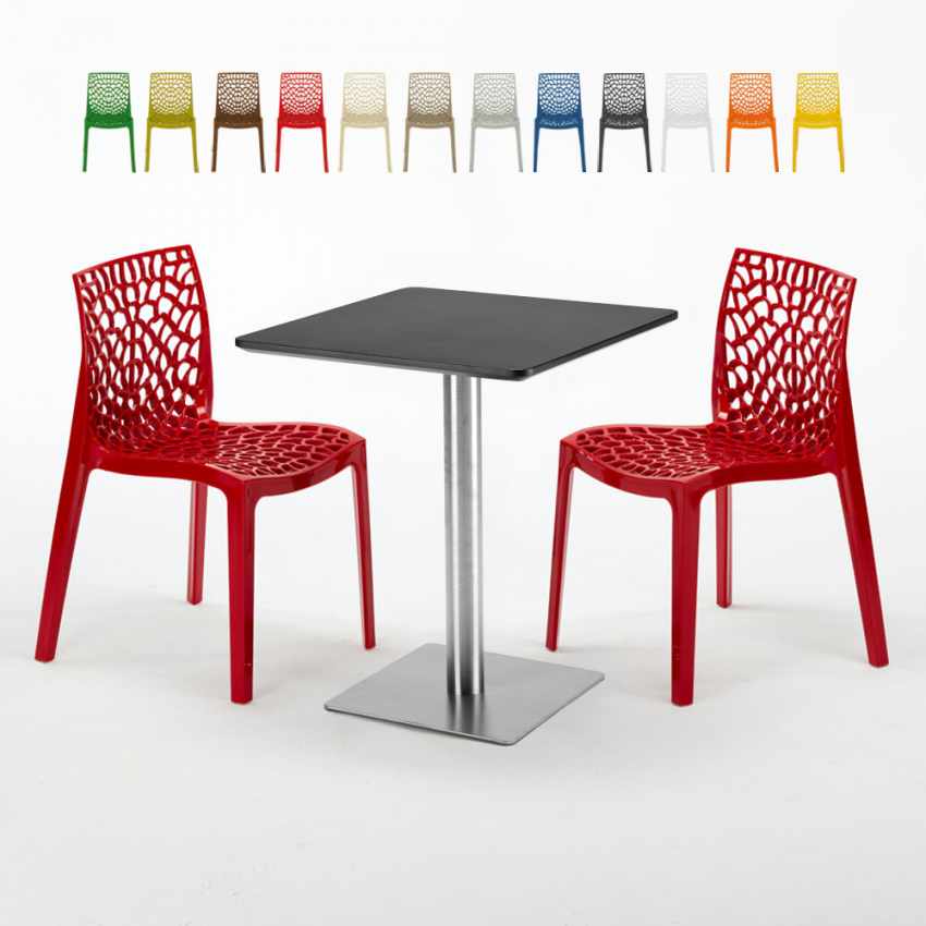 Schwarz Tisch Quadratisch 60x60 mit Stahlfuß 2 Bunten Stühlen Gruvyer Pistachio Eigenschaften Schwarz Tisch Quadratisch 60x60 mit Stahlfuß 2 Bunten Stühlen Gruvyer Pistachio Eigenschaften