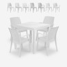 Set Garten-Tisch Außenbereich 80x80cm Rattan 4 Stühle Weiß Nisida Light Angebot