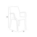 Set Garten-Tisch Außenbereich 80x80cm Rattan 4 Stühle Weiß Nisida Light 