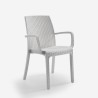 Set Garten-Tisch Außenbereich 80x80cm Rattan 4 Stühle Weiß Nisida Light 