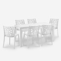 Tischset für Garten im Freien Rattan 150x90cm 6 Stühle Weiß Meloria Light Auswahl