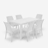 Tischset für Garten im Freien Rattan 150x90cm 6 Stühle Weiß Meloria Light Verkauf