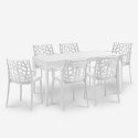 Garten-Set 6 Stühle Outdoor-Tisch 150x90cm weiß Sunrise Light Verkauf