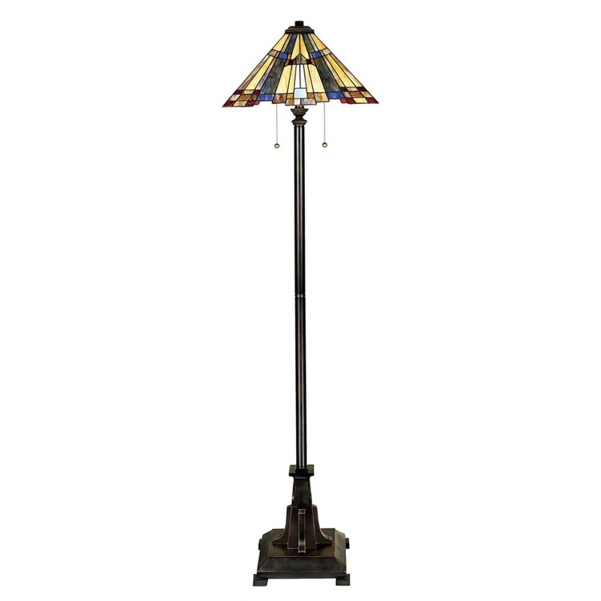 Klassische Stehleuchte im Tiffany-Stil mit buntem Lampenschirm Inglenook Aktion