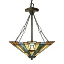 Klassische Tiffany-Stil Hängeleuchte 3 Lichter Glasschirm Inglenook Aktion