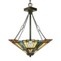 Klassische Tiffany-Stil Hängeleuchte 3 Lichter Glasschirm Inglenook Aktion