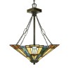 Klassische Tiffany-Stil Hängeleuchte 3 Lichter Glasschirm Inglenook Aktion