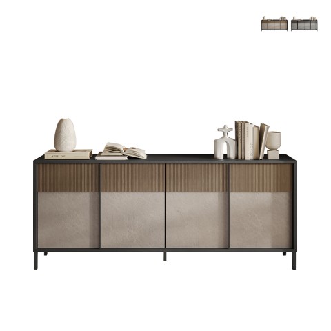 Modernes Sideboard Wohnzimmer Küche 4 Türen 206x40x86cm Solna Aktion