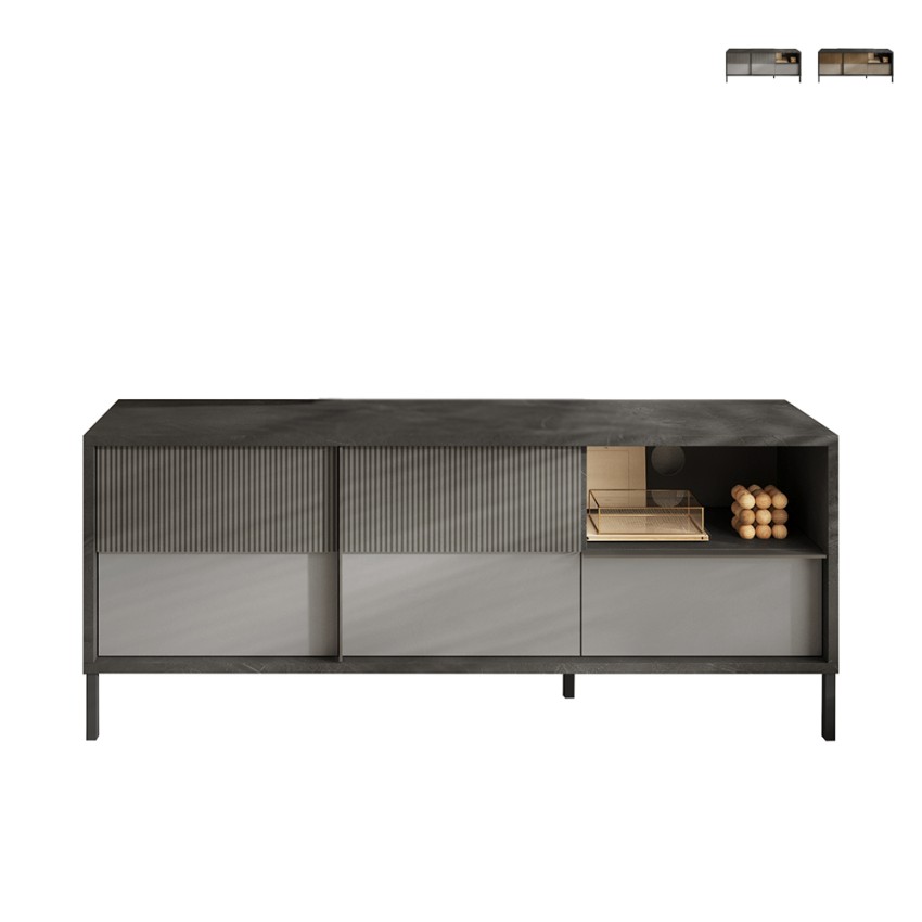 Moderner Design-Wohnzimmer-TV-Schrank 2 Türen 1 Schublade 156x40x64cm Saban Aktion Moderner Design-Wohnzimmer-TV-Schrank 2 Türen 1 Schublade 156x40x64cm Saban Aktion
