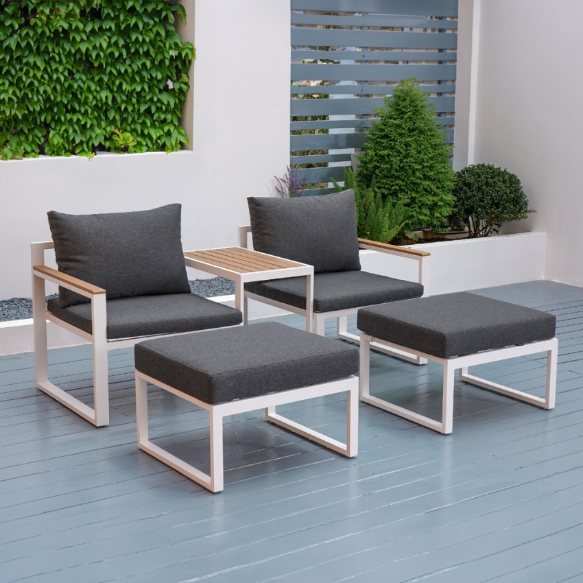 Modulare Gartenlounge mit 2 Sessel Fußhocker und Couchtisch Qamal Aktion Modulare Gartenlounge mit 2 Sessel Fußhocker und Couchtisch Qamal Aktion