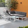 Garten-Lounge-Set Outdoor-Ecksofa + Glas-Couchtisch Jamila Sales