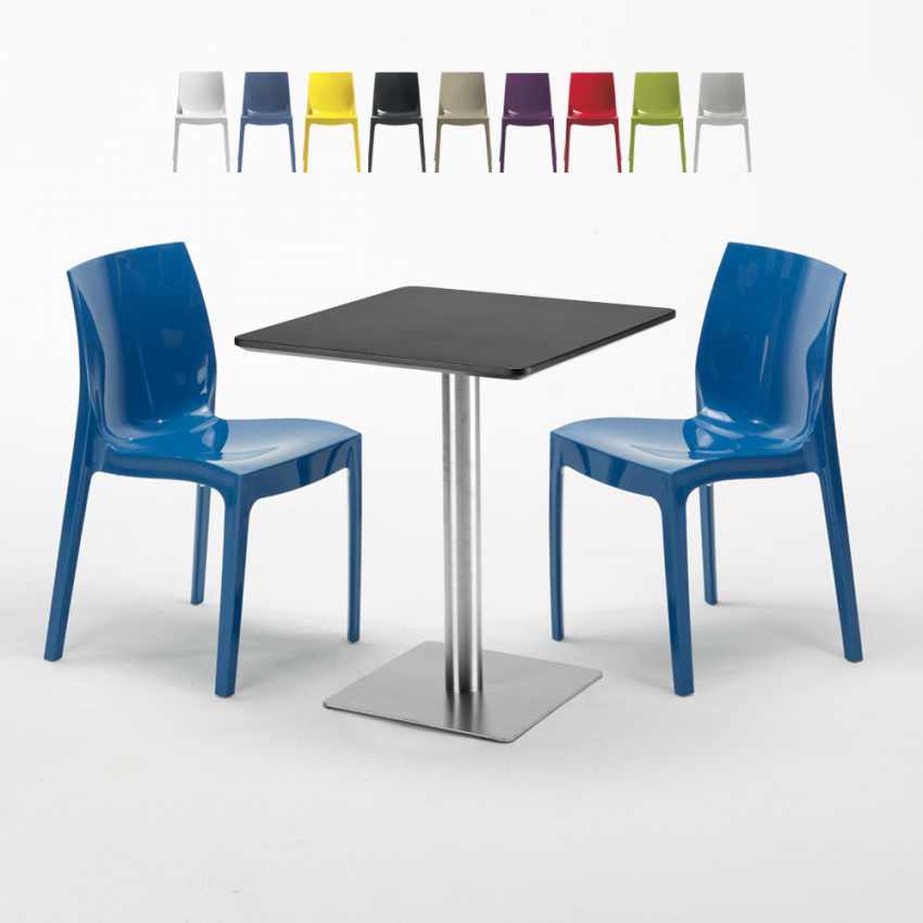 Schwarz Tisch Quadratisch 60x60 mit Stahlfuß 2 Bunten Stühlen Ice Pistachio Aktion Schwarz Tisch Quadratisch 60x60 mit Stahlfuß 2 Bunten Stühlen Ice Pistachio Aktion