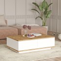 Niedriger weißer Couchtisch mit 2 Holztüren 90x60cm Tynne Angebot