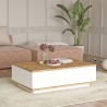 Niedriger weißer Couchtisch mit 2 Holztüren 90x60cm Tynne Angebot